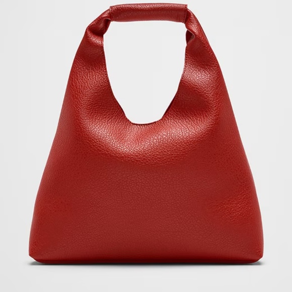 NWT Banana Republic Factory Red mini vegan leather slouchy tote bag - Picture 1 of 4